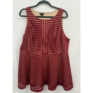 Torrid Peplum‎ Top Blouse Red Flare Hem Sleeveless Womens Size 1X Beige Lined